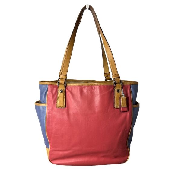 COACH Color Block Shoulder Tote Bag - Picture 1 of 13